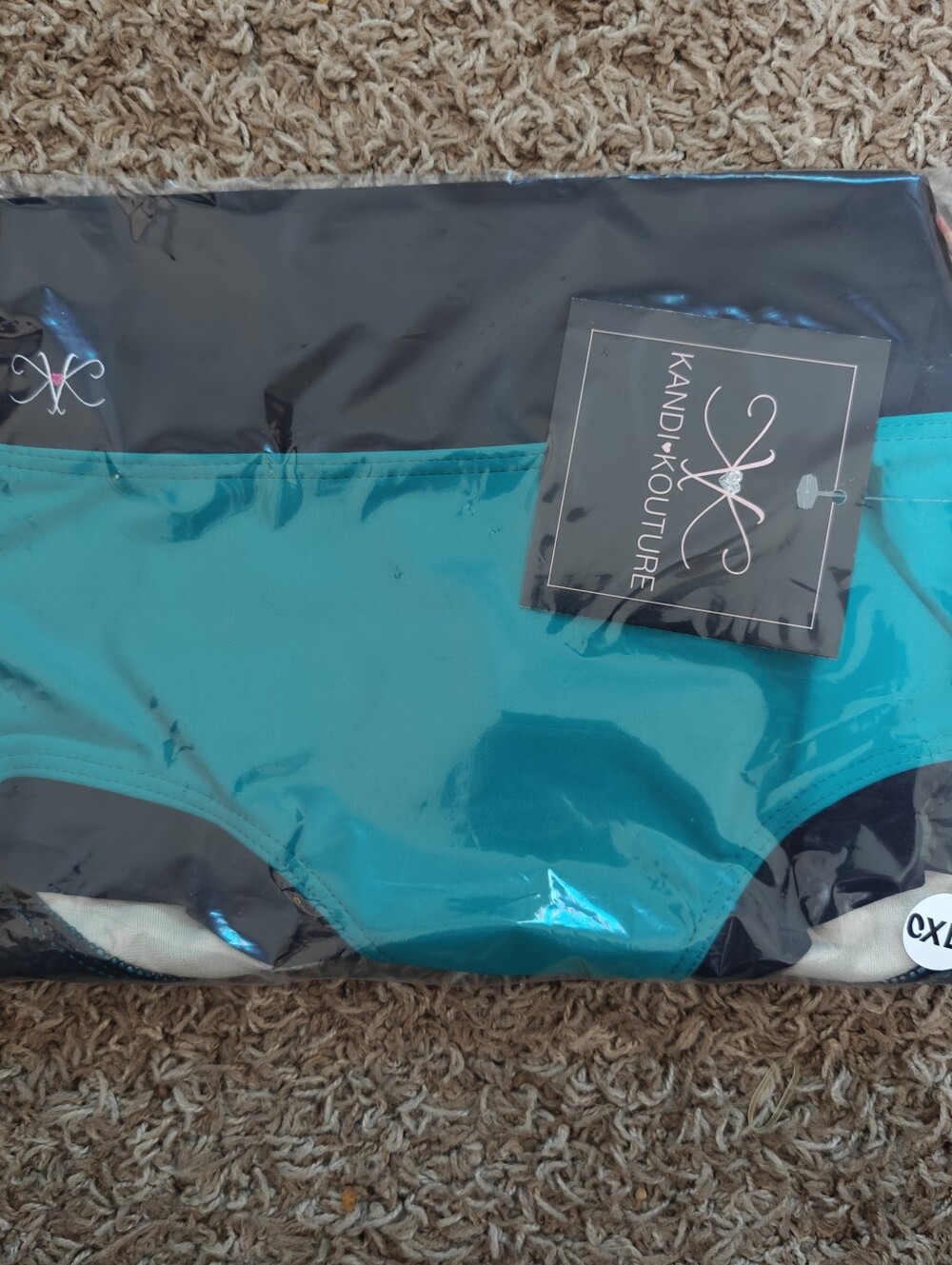 Kandi Kouture Bright Teal Dance Briefs with Black Trim